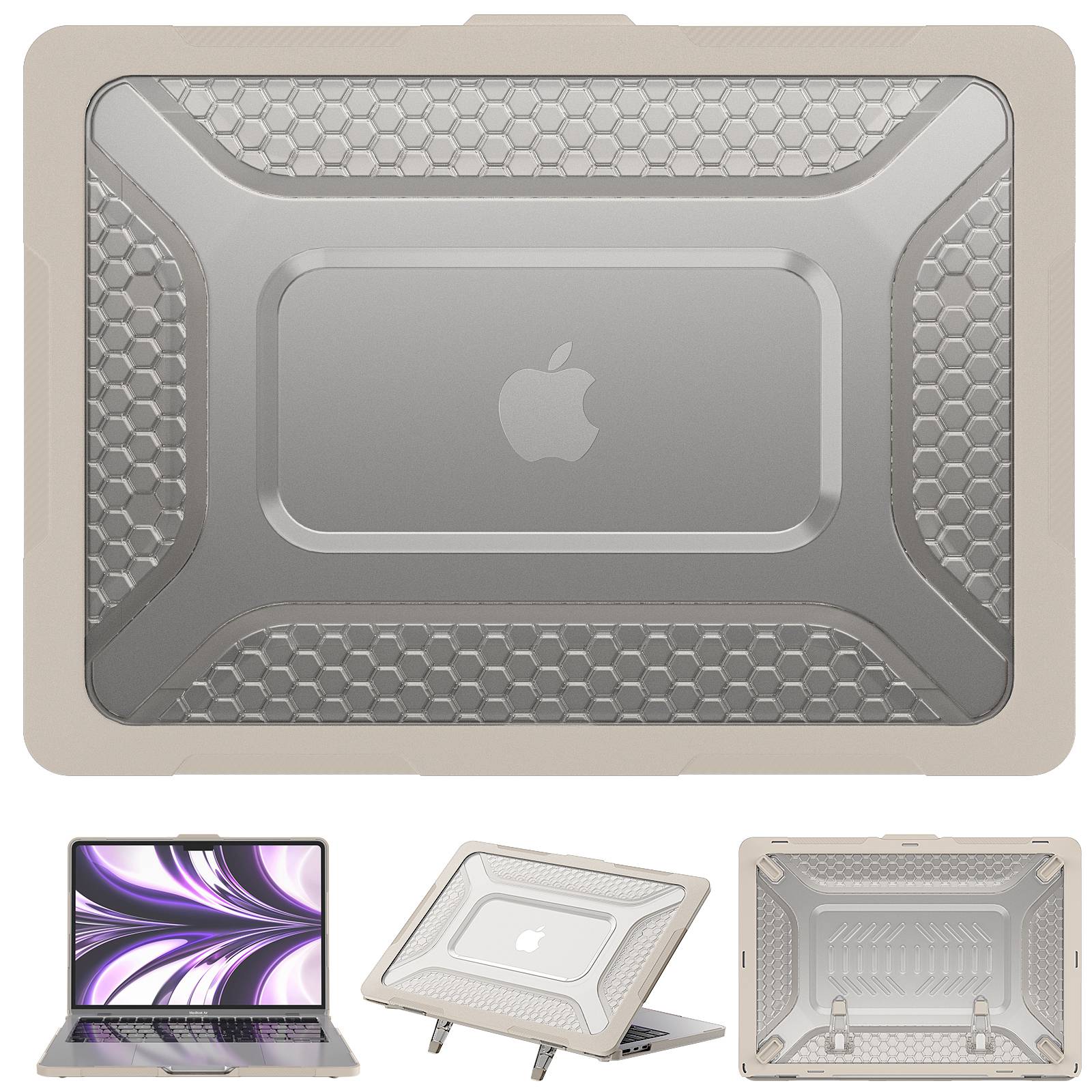 For MacBook Air 13 inch (2022) (M2 A2681) Protective Case Anti-Scratch Laptop Hard PC Case with Kickstand - Apricot For MacBook Air 13 inch (2022) (M2 A2681) Protective Case Anti-Scratch Laptop Hard PC Case with Kickstand - Apricot